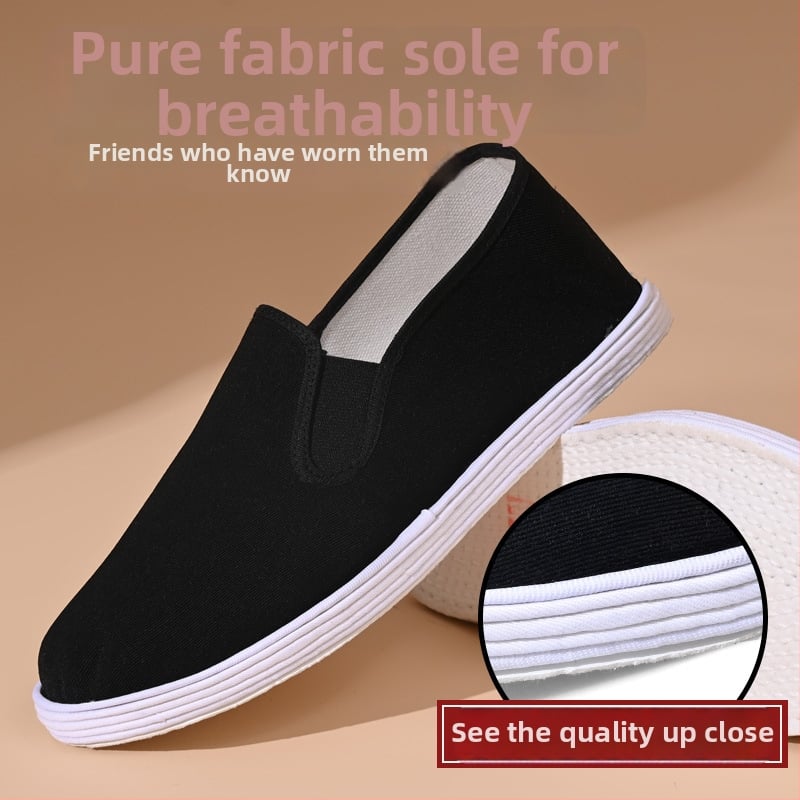 Férfi mindennapi vászoncipő, slip-on, légáteresztő és kényelmes, vastag többszintes talppal, tavasz–ősz.