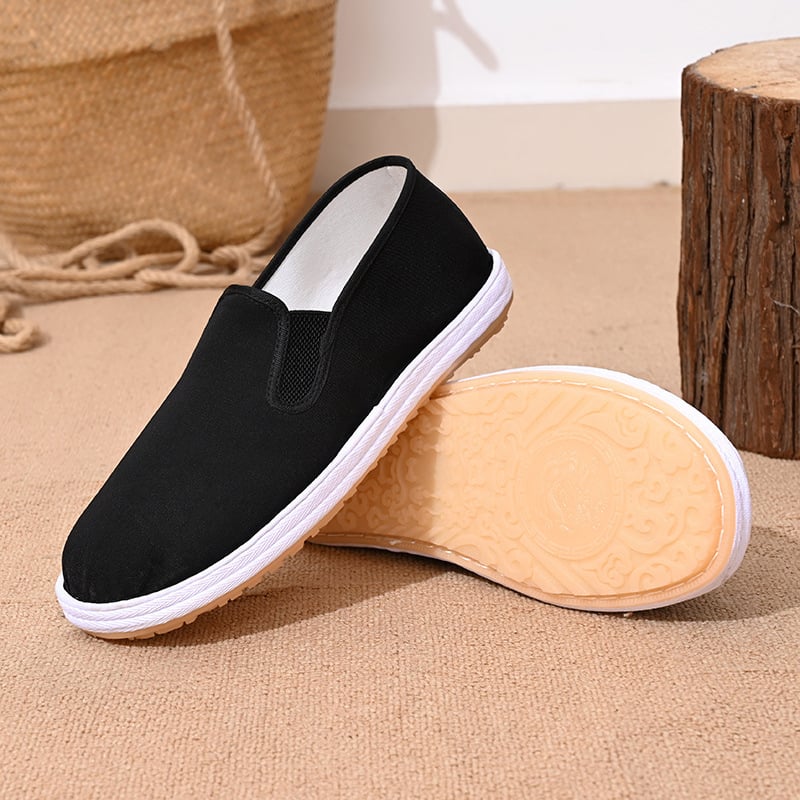 Férfi mindennapi vászoncipő, slip-on, légáteresztő és kényelmes, vastag többszintes talppal, tavasz–ősz.