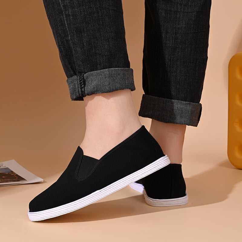 Férfi mindennapi vászoncipő, slip-on, légáteresztő és kényelmes, vastag többszintes talppal, tavasz–ősz.