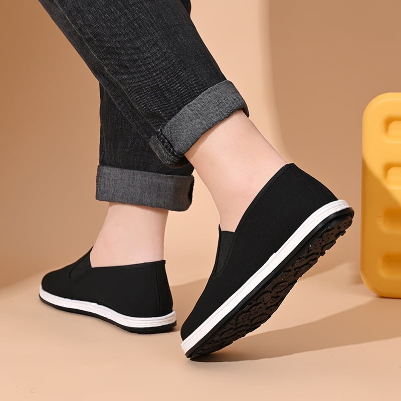 Férfi mindennapi vászoncipő, slip-on, légáteresztő és kényelmes, vastag többszintes talppal, tavasz–ősz.