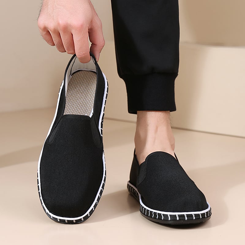 Férfi mindennapi vászoncipő, slip-on, légáteresztő és kényelmes, vastag többszintes talppal, tavasz–ősz.