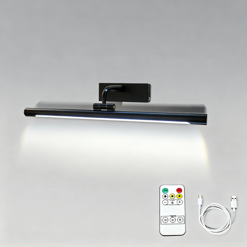LED tükör előtti világítás – modern, minimalistikus falikar hálószoba, nappali és folyosó számára; újratölthető és fényerő-szabályozható.
