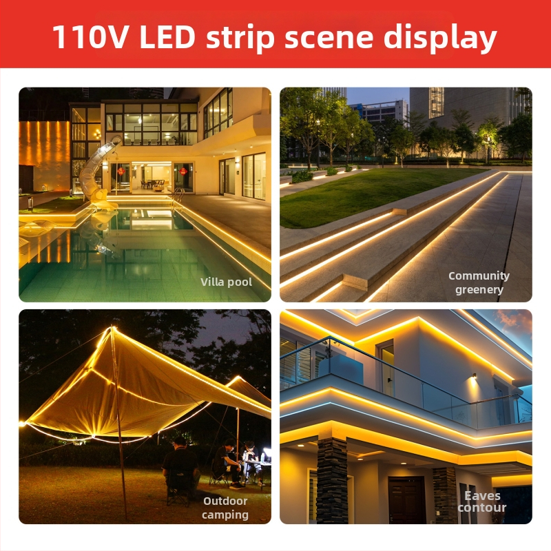 110V ultra jasný 5730 LED pásik do stropu obývačky, vodeodolný vonkajší svetelný pásik, 180 LED diód, široké napätie