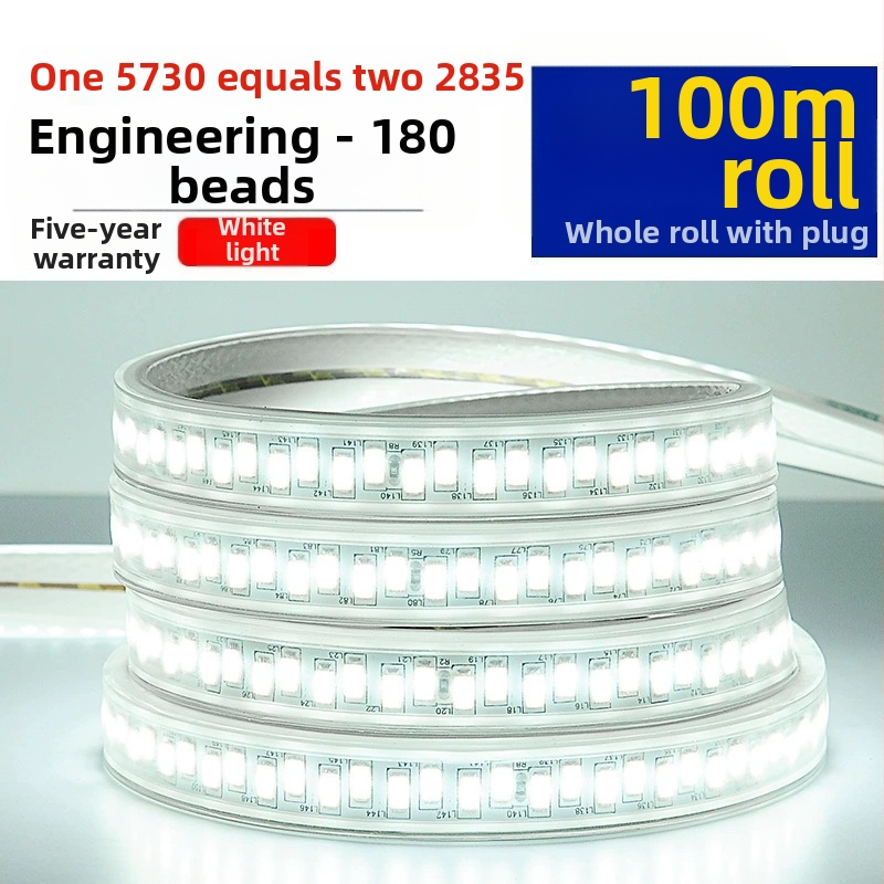 110V ultra jasný 5730 LED pásik do stropu obývačky, vodeodolný vonkajší svetelný pásik, 180 LED diód, široké napätie