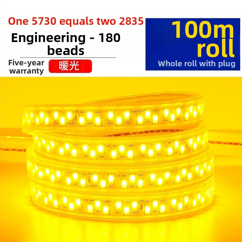 110V ultra jasný 5730 LED pásik do stropu obývačky, vodeodolný vonkajší svetelný pásik, 180 LED diód, široké napätie