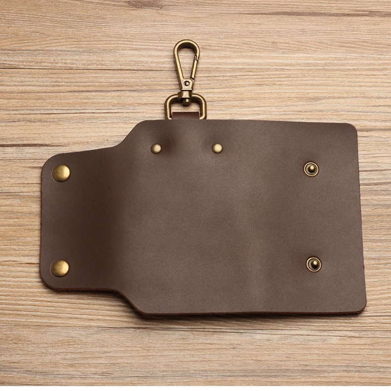 PU кожен калъф за автомобилни ключове в ретро стил, преносим пояс за колан и отдел за съхранение на ключове