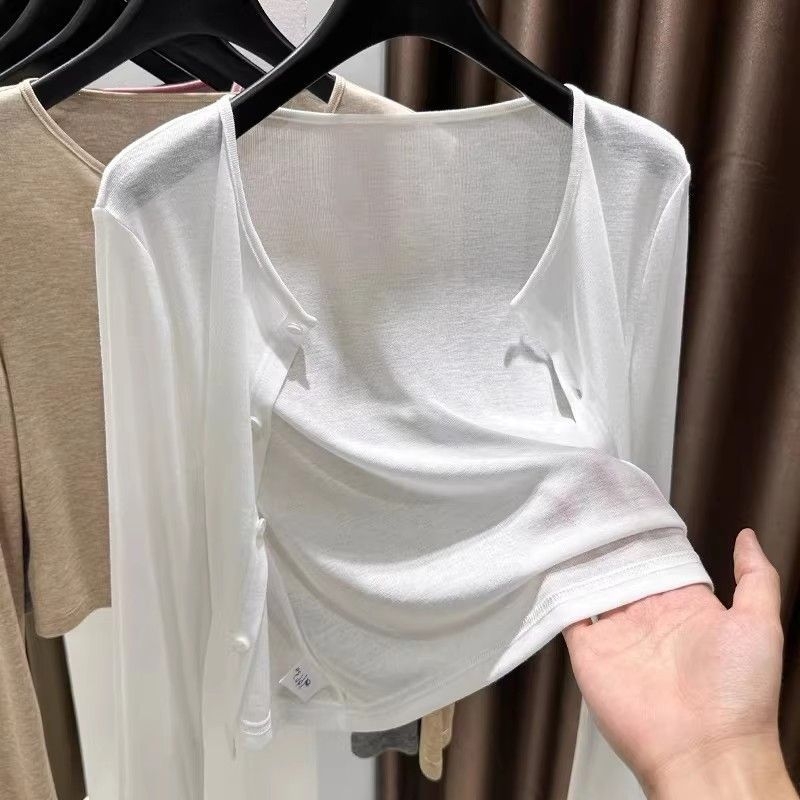 Cardigan από Τενσέλ με UV προστασία για γυναίκες, ελαφρύ κοντό πουλόβερ με κουμπιά, καλοκαιρινό μαντήλι για συνδυασμό με φόρεμα με τιράντες