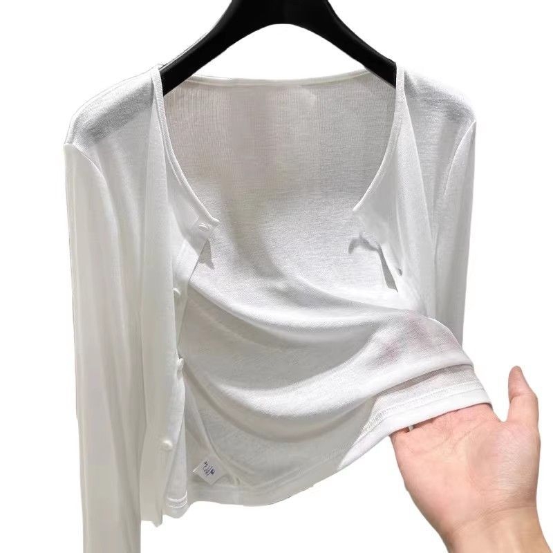 Cardigan από Τενσέλ με UV προστασία για γυναίκες, ελαφρύ κοντό πουλόβερ με κουμπιά, καλοκαιρινό μαντήλι για συνδυασμό με φόρεμα με τιράντες