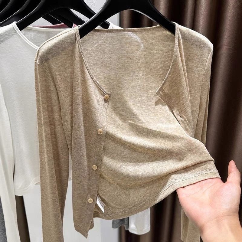 Cardigan από Τενσέλ με UV προστασία για γυναίκες, ελαφρύ κοντό πουλόβερ με κουμπιά, καλοκαιρινό μαντήλι για συνδυασμό με φόρεμα με τιράντες