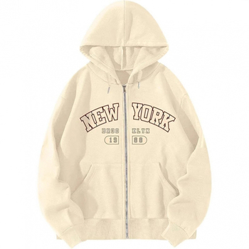 2025 Νέα μόδα hoodie με εκτύπωση γραμμάτων και φερμουάρ, unisex φλίς φούτερ για φθινόπωρο-χειμώνα, μαύρο, κόκκινο και άλλες αποχρώσεις