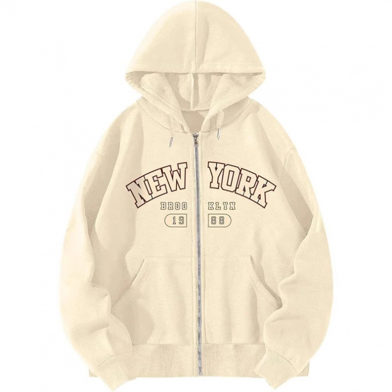 2025 Νέα μόδα hoodie με εκτύπωση γραμμάτων και φερμουάρ, unisex φλίς φούτερ για φθινόπωρο-χειμώνα, μαύρο, κόκκινο και άλλες αποχρώσεις