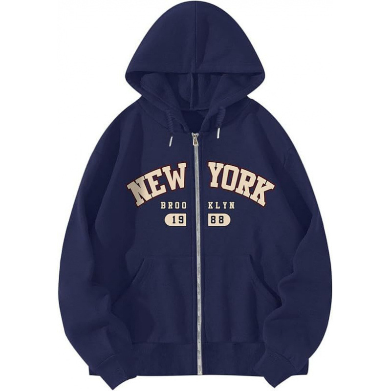 2025 Νέα μόδα hoodie με εκτύπωση γραμμάτων και φερμουάρ, unisex φλίς φούτερ για φθινόπωρο-χειμώνα, μαύρο, κόκκινο και άλλες αποχρώσεις