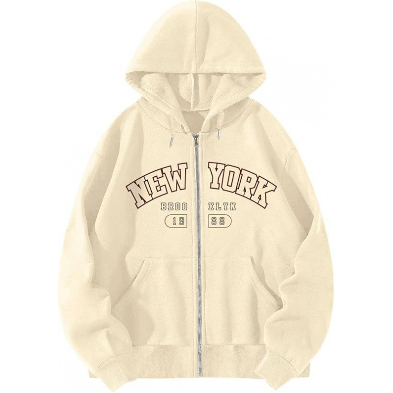 2025 Νέα μόδα hoodie με εκτύπωση γραμμάτων και φερμουάρ, unisex φλίς φούτερ για φθινόπωρο-χειμώνα, μαύρο, κόκκινο και άλλες αποχρώσεις