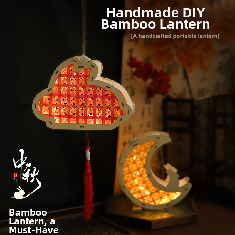 Sada bambusových lampášov pre deti – ručný svietiaci palácový lampáš