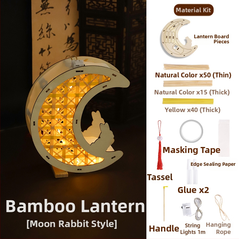 Sada bambusových lampášov pre deti – ručný svietiaci palácový lampáš