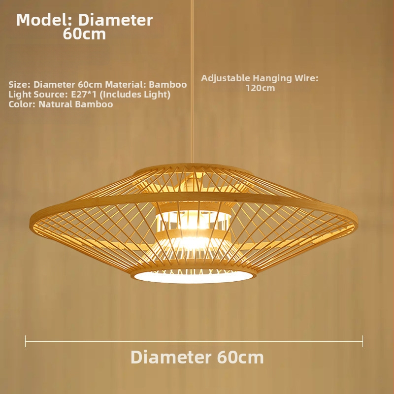 Nový závesný luster v čínskom štýle pre reštaurácie a hotely, drevené a bambusové telo, jedna žiarovka, LED, 220V.