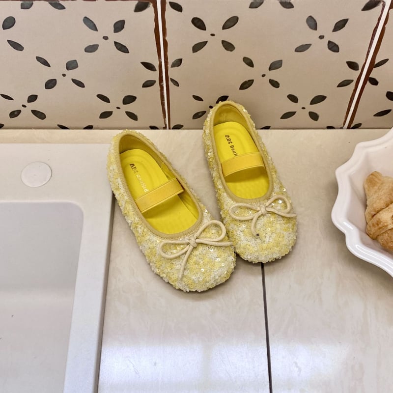 Pantofi copii fete cu paiete, stil prințesă, funda plată - Primăvara 2026