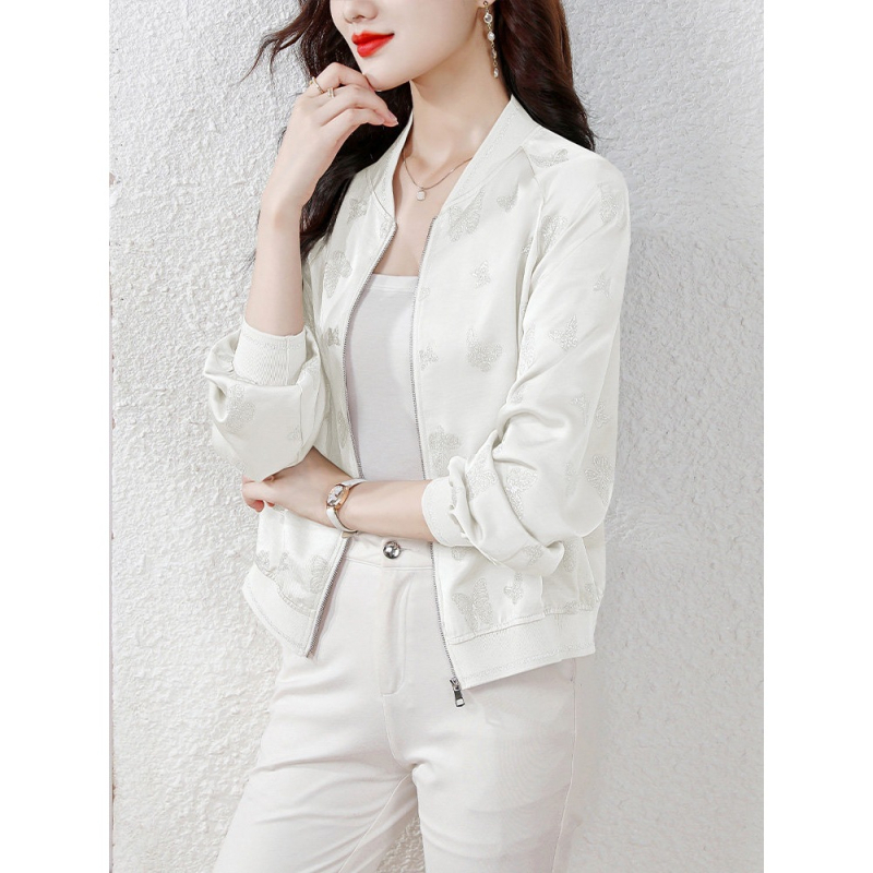 Γυναικείο jacquard baseball μπουφάν, κοντό σχέδιο, εαρινό casual μακρυμάνικο τοπ