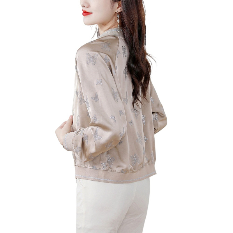 Γυναικείο jacquard baseball μπουφάν, κοντό σχέδιο, εαρινό casual μακρυμάνικο τοπ
