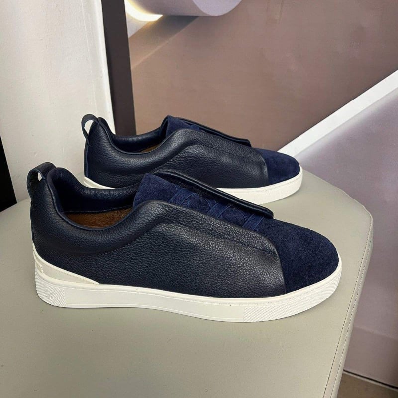 Ανδρικά sneakers χωρίς κορδόνια με διασταυρούμενες ελαστικές λουρίδες, πάνελ δέρματος σε patchwork, αντιολισθητικά, casual/επαγγελματικά παπούτσια