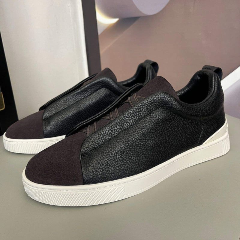 Ανδρικά sneakers χωρίς κορδόνια με διασταυρούμενες ελαστικές λουρίδες, πάνελ δέρματος σε patchwork, αντιολισθητικά, casual/επαγγελματικά παπούτσια