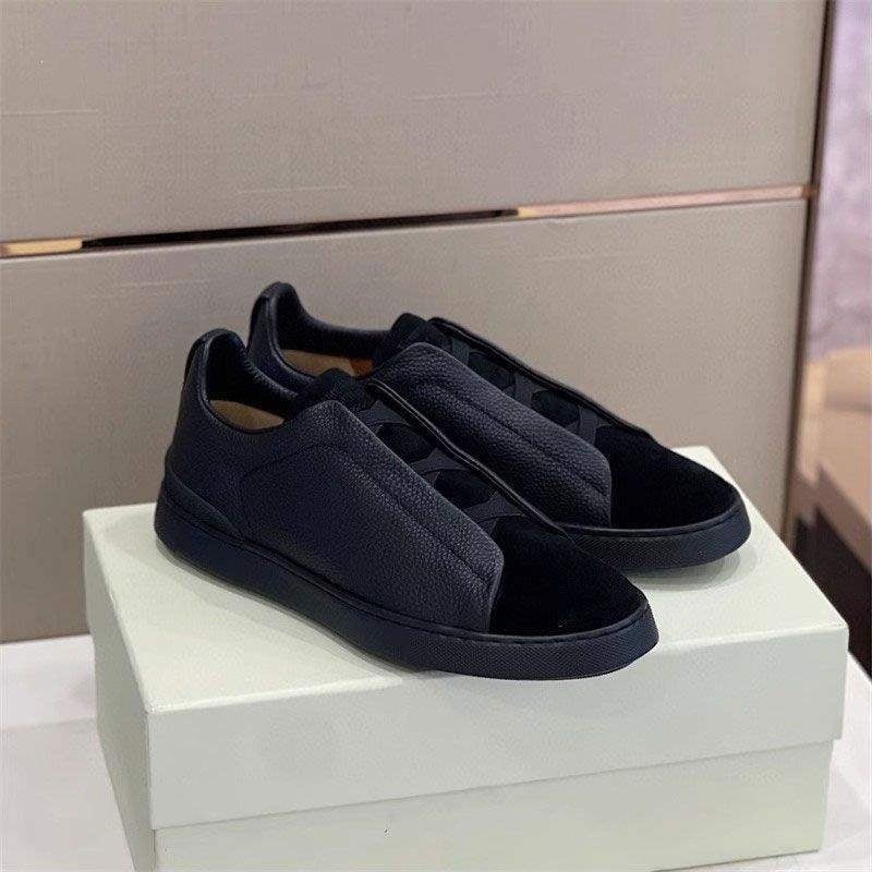 Ανδρικά sneakers χωρίς κορδόνια με διασταυρούμενες ελαστικές λουρίδες, πάνελ δέρματος σε patchwork, αντιολισθητικά, casual/επαγγελματικά παπούτσια