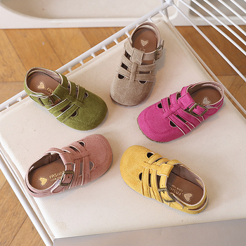 Παιδικά σανδάλια Birkenstock στυλ για το καλοκαίρι, άνω μέρος από συνθετικό δέρμα, υφασμένες λουρίδες, Velcro κούμπωμα, αντιολισθητική μαλακή σόλα, παραλία και καθημερινή χρήση