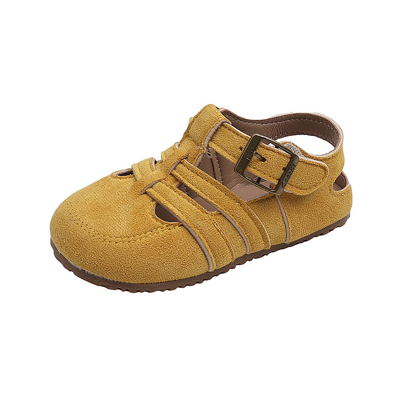 Παιδικά σανδάλια Birkenstock στυλ για το καλοκαίρι, άνω μέρος από συνθετικό δέρμα, υφασμένες λουρίδες, Velcro κούμπωμα, αντιολισθητική μαλακή σόλα, παραλία και καθημερινή χρήση