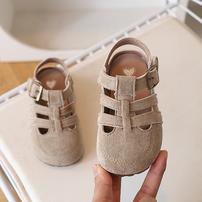 Παιδικά σανδάλια Birkenstock στυλ για το καλοκαίρι, άνω μέρος από συνθετικό δέρμα, υφασμένες λουρίδες, Velcro κούμπωμα, αντιολισθητική μαλακή σόλα, παραλία και καθημερινή χρήση