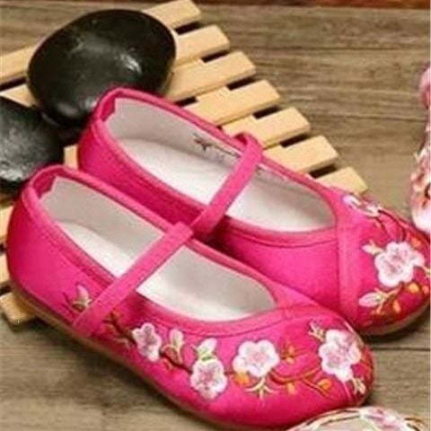 Pantofi de dans pentru copii, moi, cu broderie, stil balet, pentru antrenament, estetică etnică.