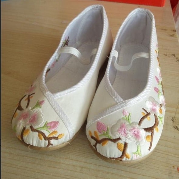 Pantofi de dans pentru copii, moi, cu broderie, stil balet, pentru antrenament, estetică etnică.