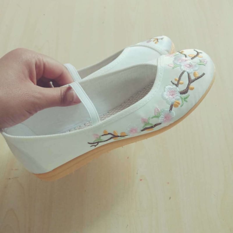 Pantofi de dans pentru copii, moi, cu broderie, stil balet, pentru antrenament, estetică etnică.