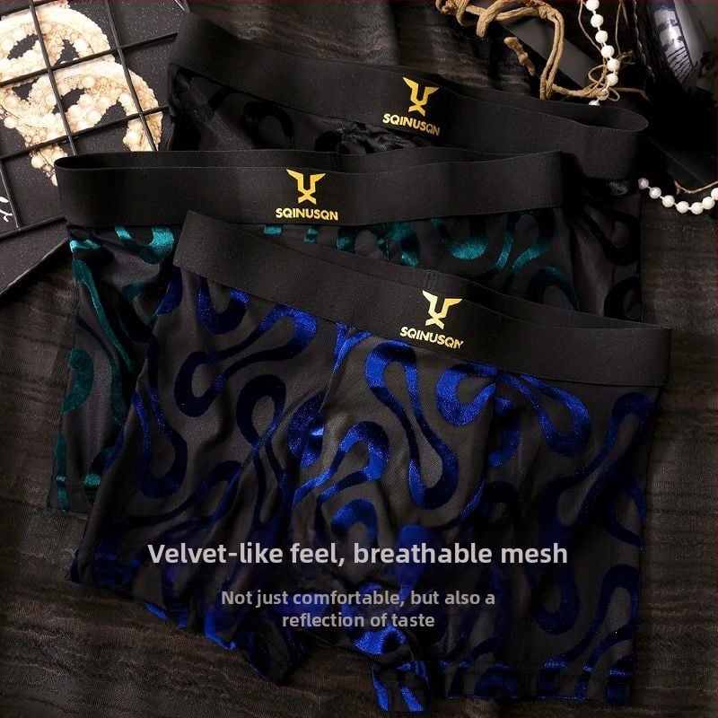 Ανδρικά διχτυωτά εσώρουχα, boxer briefs με μέση για νέους άνδρες