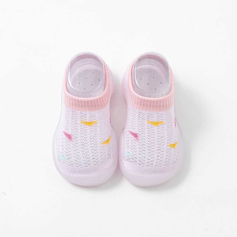 Pantofi bebeluși din plasă respirabilă, încălțăminte tip șosetă, talpă moale, interior, unisex, 0–3 ani, vară, antiderapant.