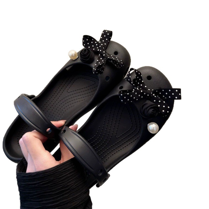 Αξεσουάρ για Crocs με φιογκάκι σε πουά – διακοσμητικά για jelly shoes, σε στυλ Χέμπορν