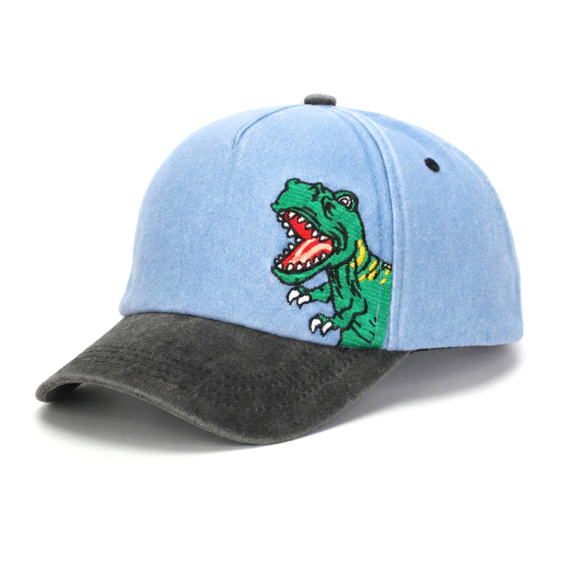 Ins Style καπέλο baseball για αγόρια με κέντημα δεινοσαύρου, βαμβακερό, πλυμένο, μαλακό επάνω, καμπύλο γείσο, για άνοιξη-καλοκαίρι, ηλικίες 2–6 ετών