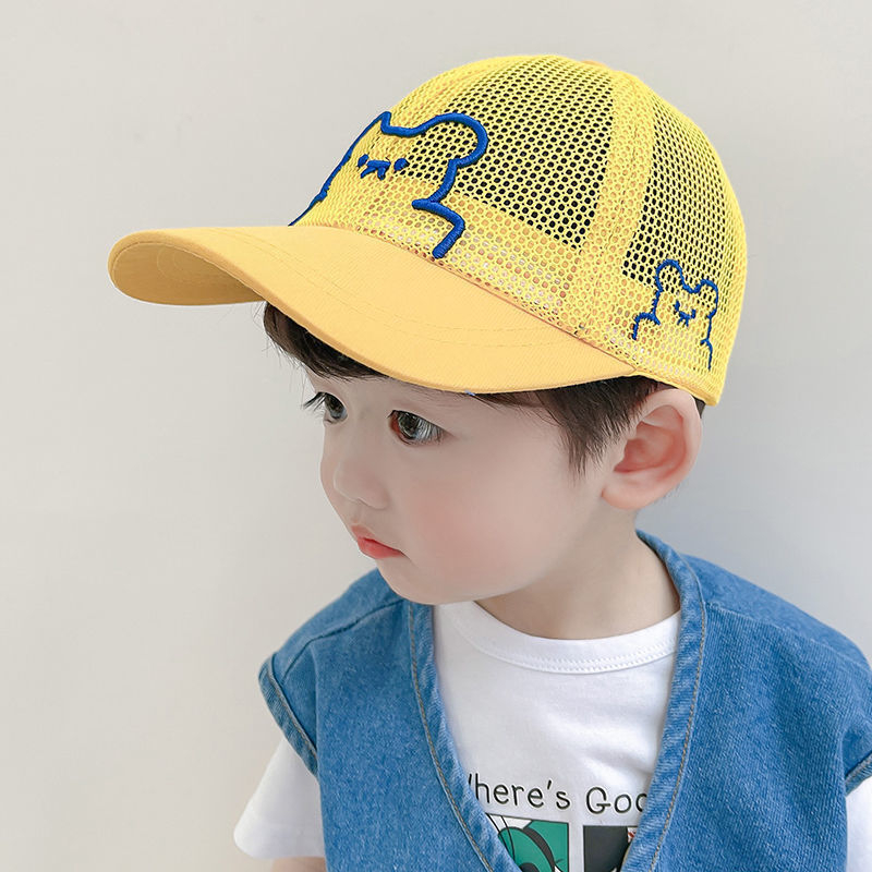 Παιδικό καπέλο τύπου duckbill για καλοκαίρι, διαπνέουσα διχτυωτή ύφανση, σχέδιο αρκούδας, unisex, προστασία από τον ήλιο