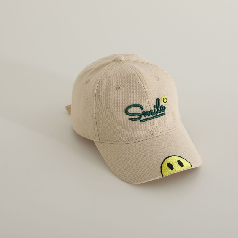Παιδικό καπελάκι baseball με καμπύλη γείσο, κέντημα με χαμόγελο, σε κορεατικό στυλ, για άνοιξη και φθινόπωρο