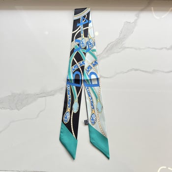 Νέο γυναικείο φουλάρι από πολυεστερικό twill με μοτίβο διπλού φιδιού-αλυσίδας — αξεσουάρ τσάντας