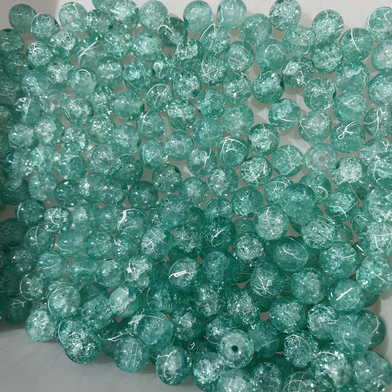 Χάντρες γυαλιού 10mm με διπλό χρωματικό gradient και φινίρισμα crackle, διαφανείς σαν πάγο για DIY βραχιόλια και κολιέ