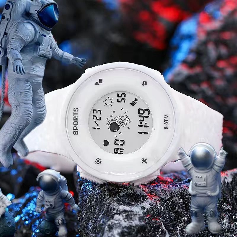 Ceas în stil astronaut pentru bărbați și femei, studenți și adolescenți, rezistent la apă 50 m, luminescent, ceas electronic sport