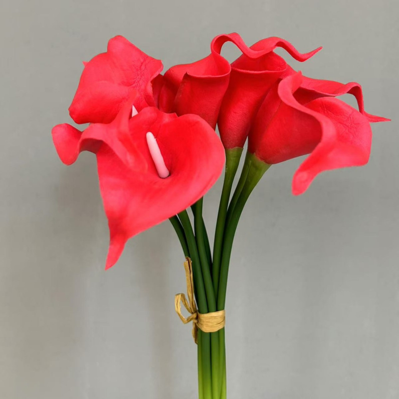 Μπουκέτο τεχνητών λουλουδιών PU με μίνι Calla lily, 8 στελέχη, διακοσμητικό για γάμους και οικιακή διακόσμηση