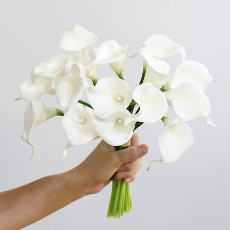 Μπουκέτο τεχνητών λουλουδιών PU με μίνι Calla lily, 8 στελέχη, διακοσμητικό για γάμους και οικιακή διακόσμηση