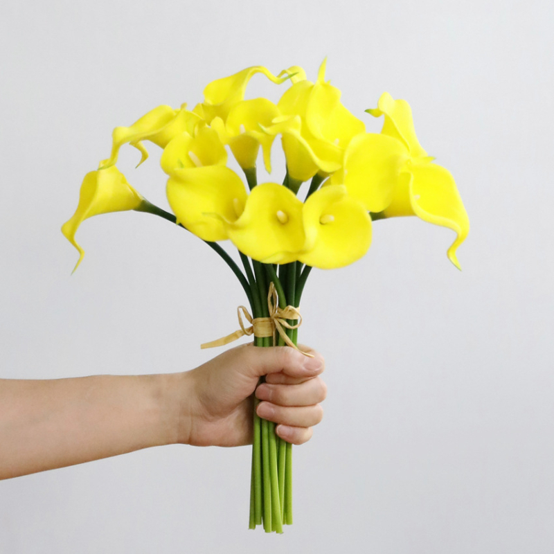 Μπουκέτο τεχνητών λουλουδιών PU με μίνι Calla lily, 8 στελέχη, διακοσμητικό για γάμους και οικιακή διακόσμηση