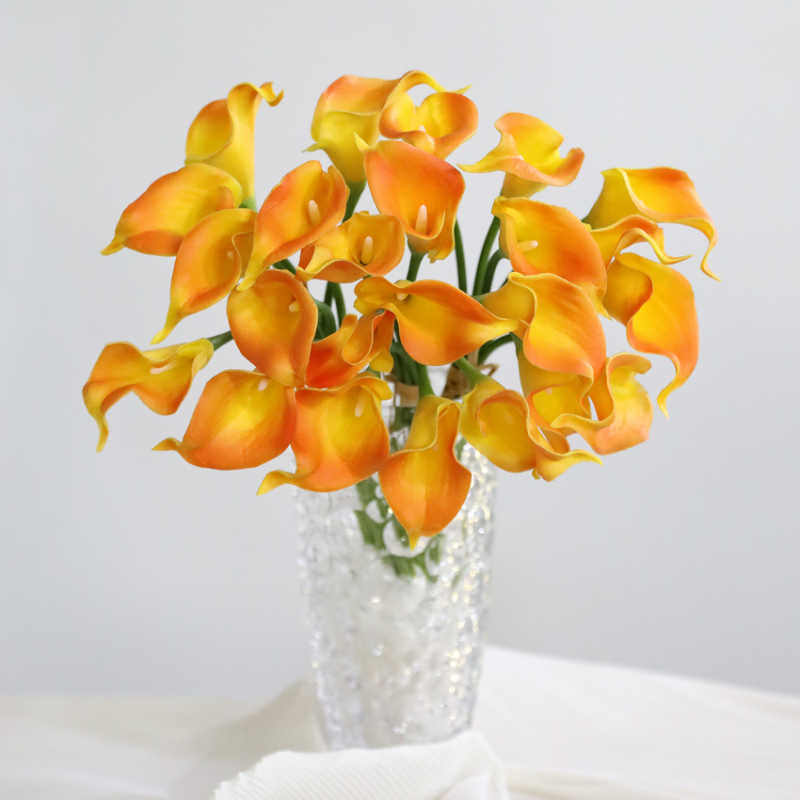 Μπουκέτο τεχνητών λουλουδιών PU με μίνι Calla lily, 8 στελέχη, διακοσμητικό για γάμους και οικιακή διακόσμηση