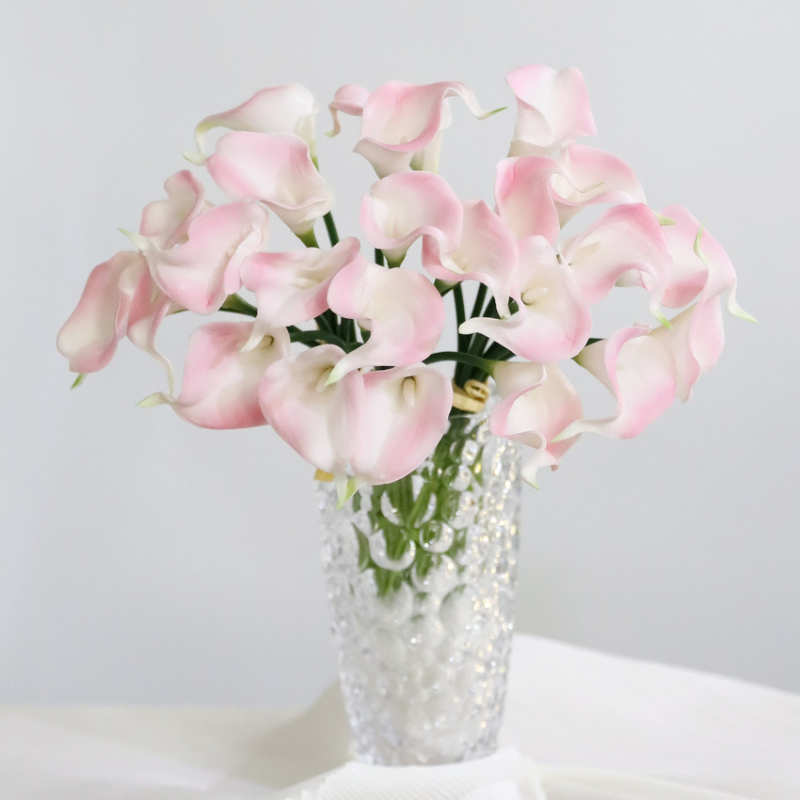 Μπουκέτο τεχνητών λουλουδιών PU με μίνι Calla lily, 8 στελέχη, διακοσμητικό για γάμους και οικιακή διακόσμηση