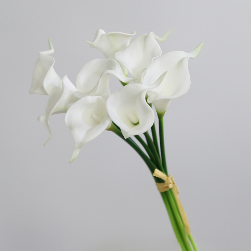 Μπουκέτο τεχνητών λουλουδιών PU με μίνι Calla lily, 8 στελέχη, διακοσμητικό για γάμους και οικιακή διακόσμηση
