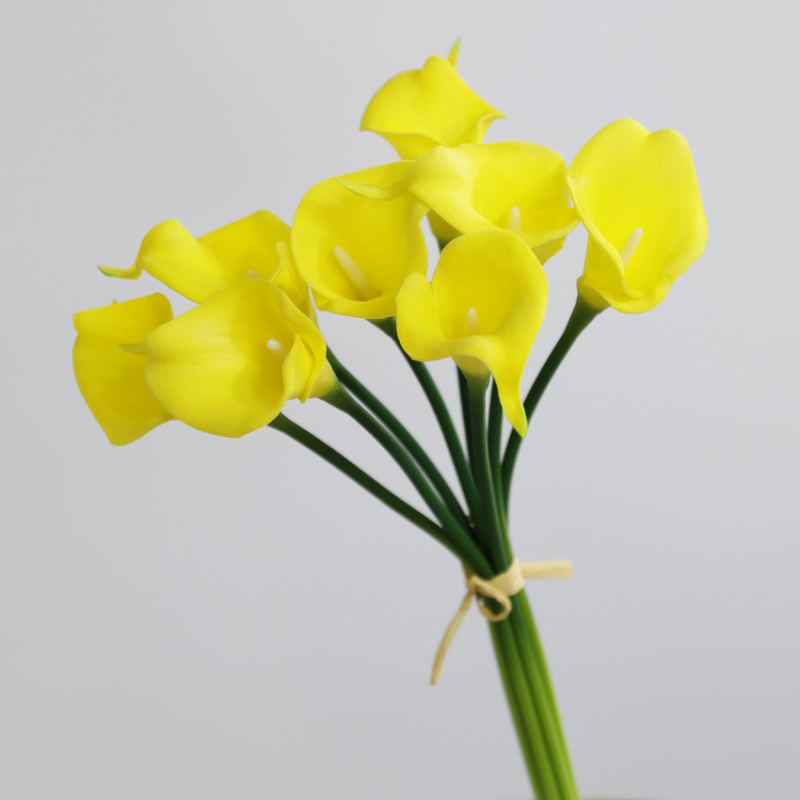 Μπουκέτο τεχνητών λουλουδιών PU με μίνι Calla lily, 8 στελέχη, διακοσμητικό για γάμους και οικιακή διακόσμηση