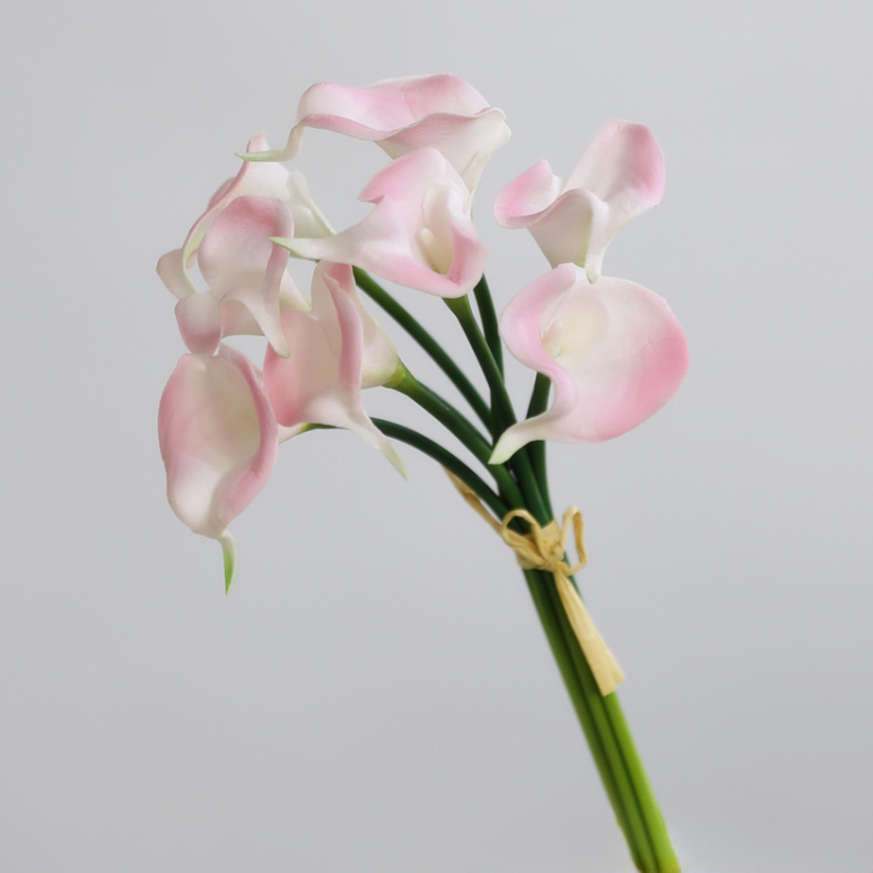 Μπουκέτο τεχνητών λουλουδιών PU με μίνι Calla lily, 8 στελέχη, διακοσμητικό για γάμους και οικιακή διακόσμηση