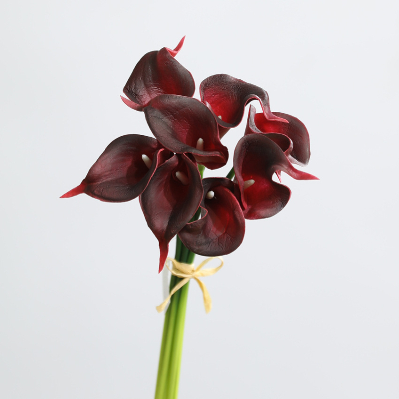 Μπουκέτο τεχνητών λουλουδιών PU με μίνι Calla lily, 8 στελέχη, διακοσμητικό για γάμους και οικιακή διακόσμηση